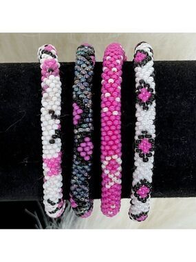 ALL PROFITS TO CHARITY! Bracelets Crocheted by Hand in Nepal (set of 4) #680